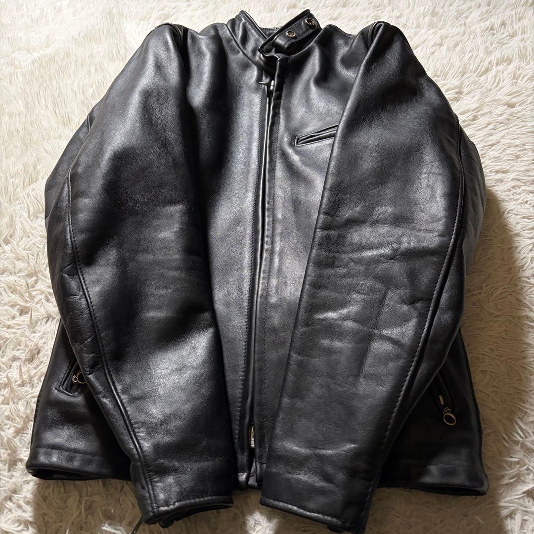 美品/希少✨schott ライダースジャケット　シングル　641 ブラ