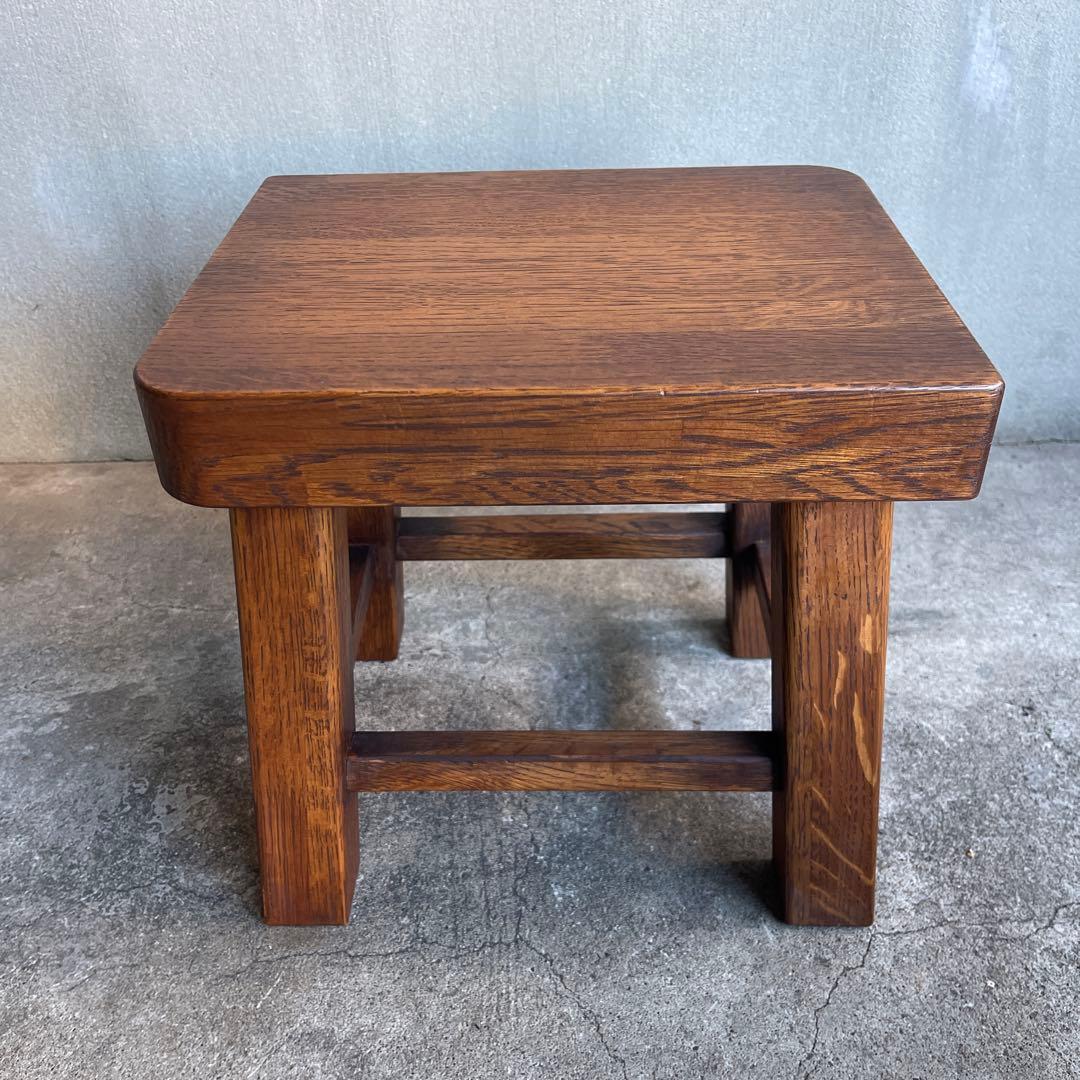 美品　イタリア　木製スツール　オーク材　子供椅子　花台　踏み台　ビンテージ