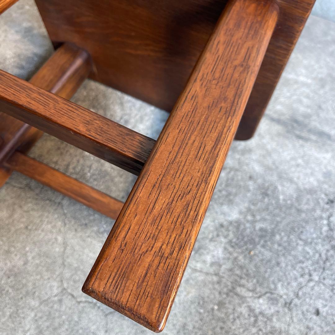 美品　イタリア　木製スツール　オーク材　子供椅子　花台　踏み台　ビンテージ