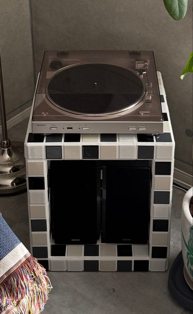 タイルスツール サイドテーブル デザイナーズスツール レコード台 タイル家具