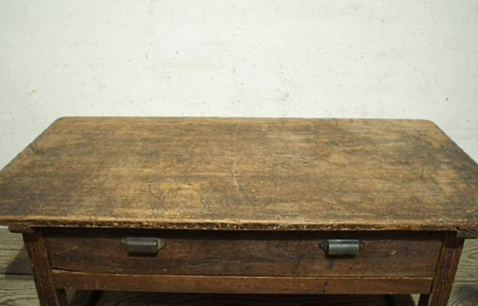 1070 ヴィンテージ　杉の文机　ローテーブル　引き出し　古家具　古道具　レトロ