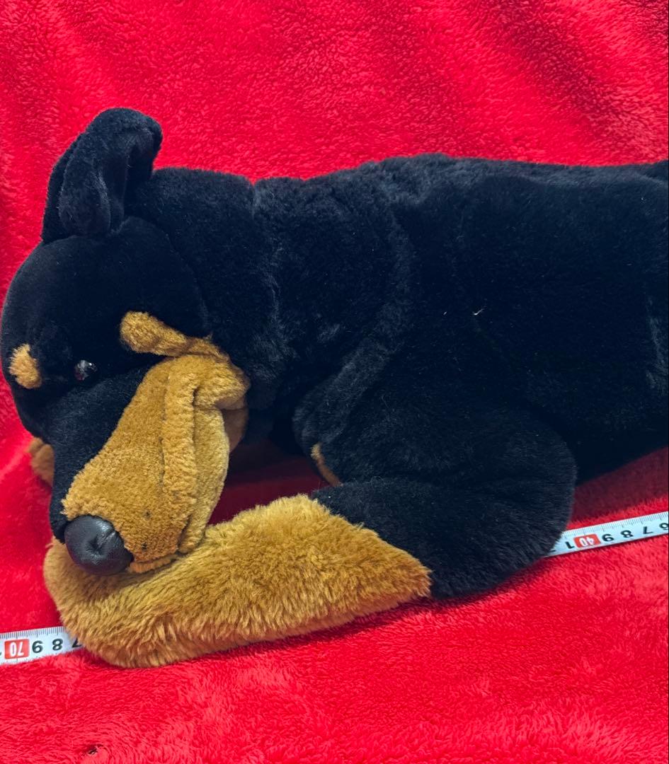 ⭐︎希少　大きな番犬　ぬいぐるみ　ドーベルマン？ロットワイラー？　寝そべり