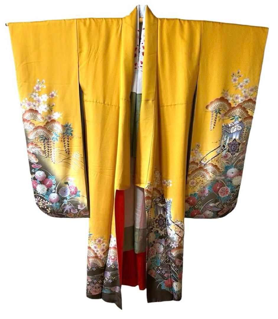 振袖&長襦袢セット　山吹がかった黄色