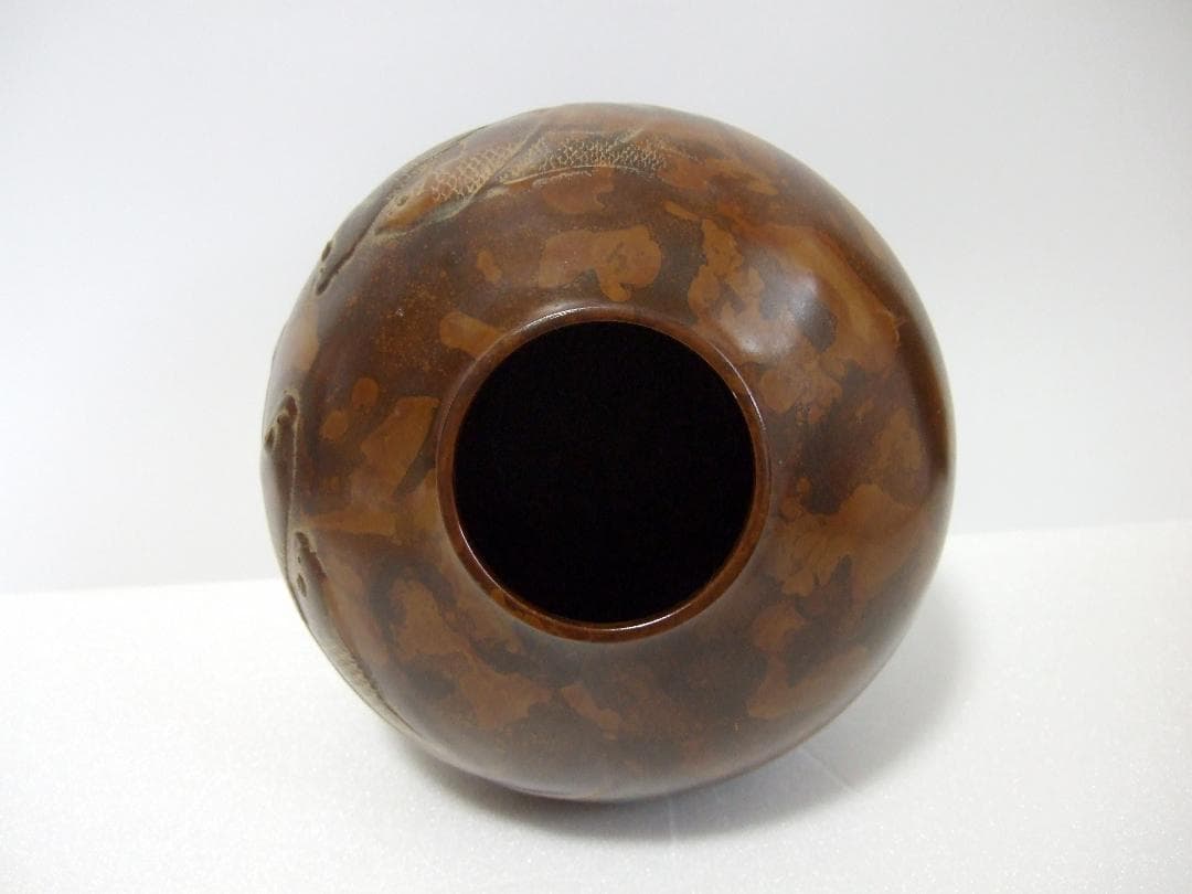 銅製 鯉文 花瓶 / 花生 花器