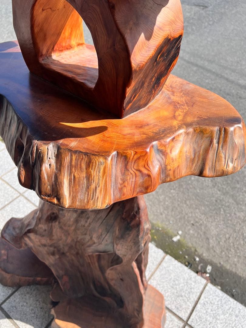 特大サイズ　アンティーク置き物　木製　花台　飾り台　インテリア