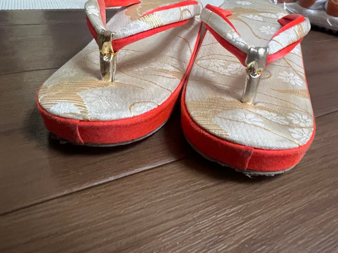 七五三　5歳〜7歳　オレンジ金色着物帯　帯幅14センチ