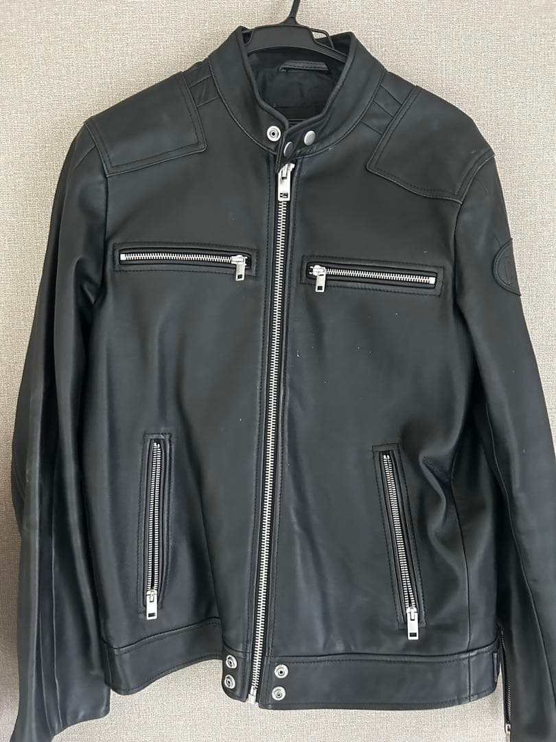 DIESEL ブラック レザー シングルライダースジャケット