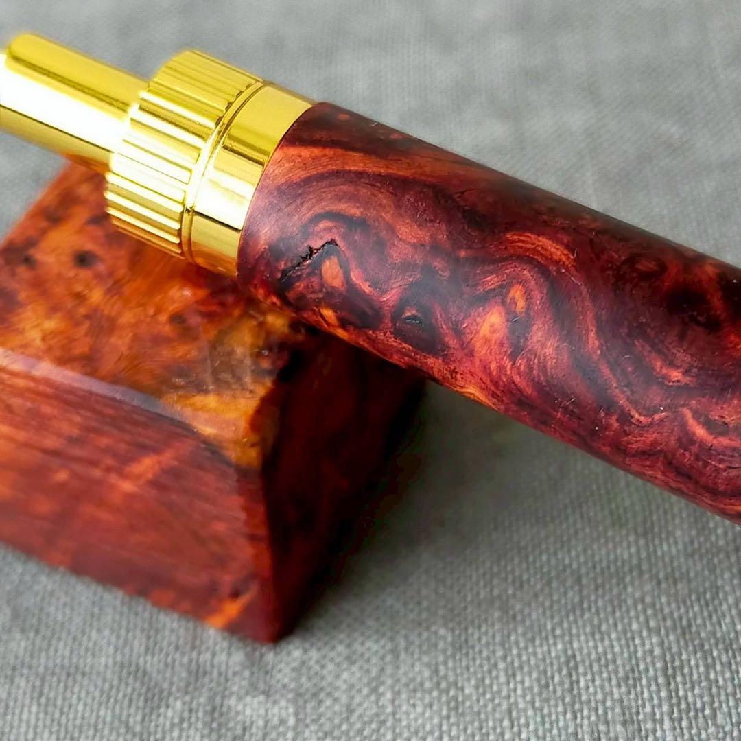 特上ローズウッド瘤　ハンドメイド　木軸シャープペン　0.5mm　天然木　ゴールド