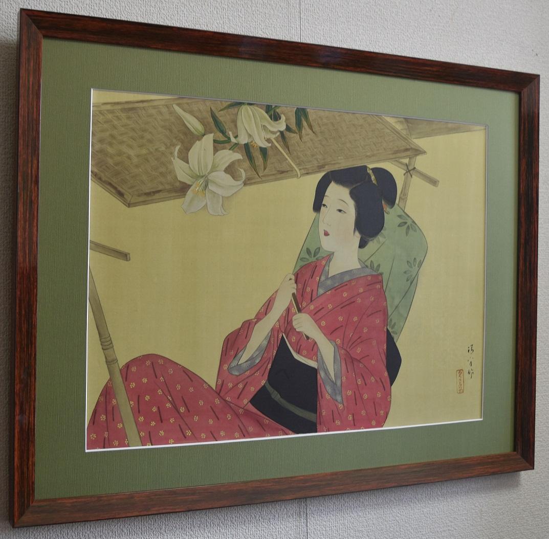 文化勲章受章日本画家・鏑木清方　百合　真作　記念品　ギフト