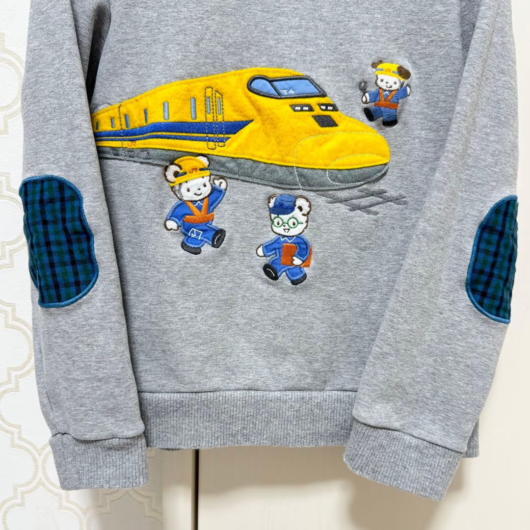 ファミリア 長袖 トレーナー ドクターイエロー 緑チェック 120cm