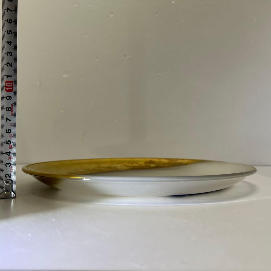 輪島塗　一后造クリスタルガラス蒔絵盛皿　共箱　26.5㎝　東Y7-0716③