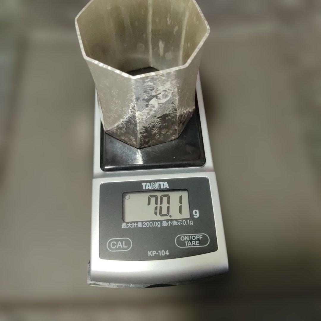 南鐐八角蓋置き。竹影堂。銀製品。 銀杏、いちょう。約70g。茶道具。