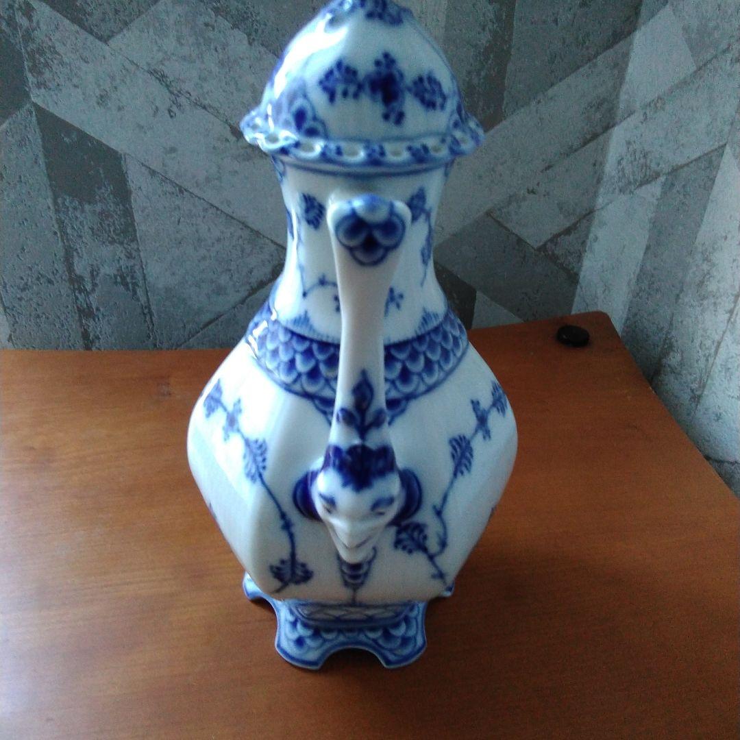 保存用ロイヤルコペンハーゲン　コーヒーポット　ブルーフルテッド　顔付き