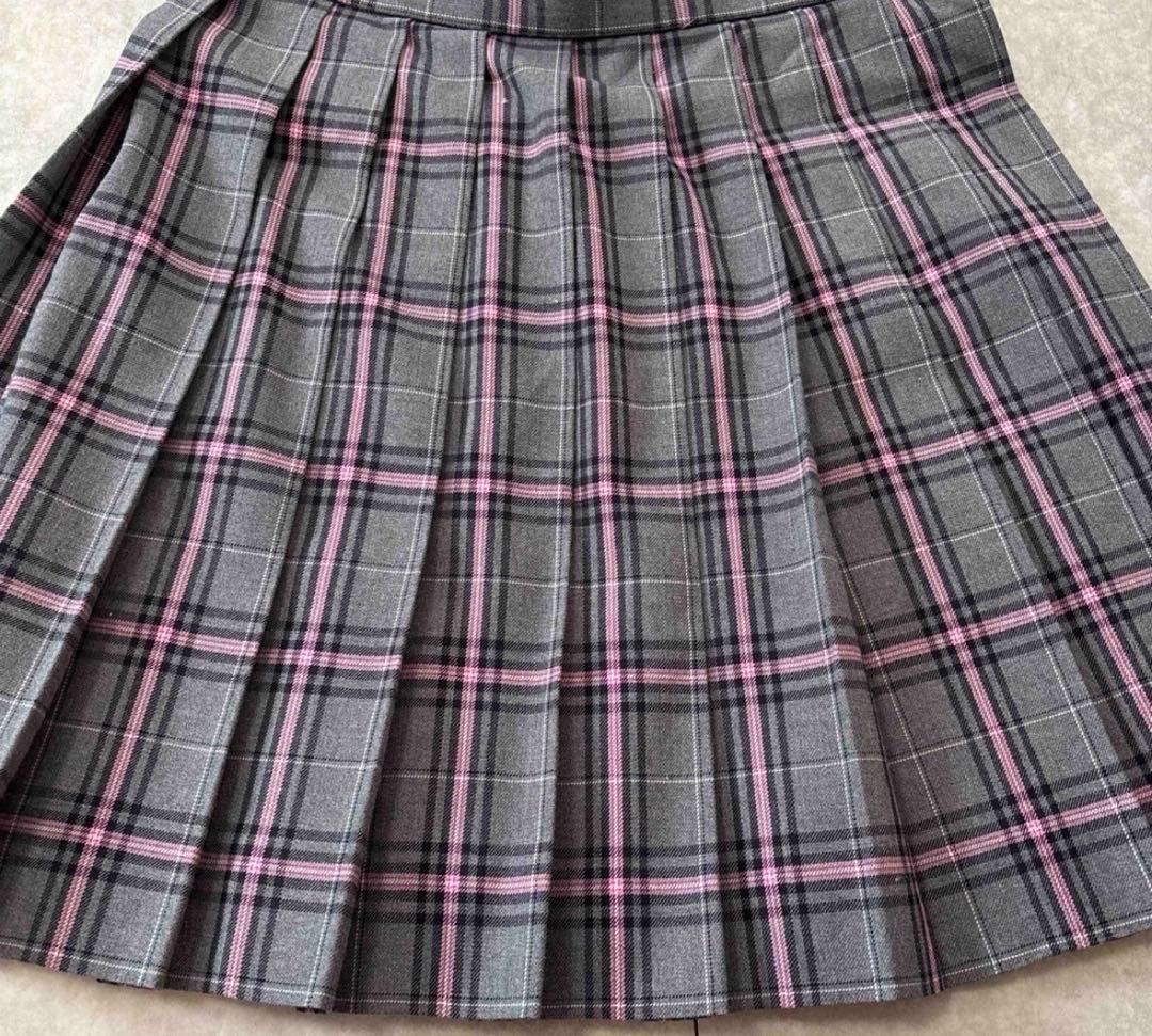 グレー・ピンク チェック スカート