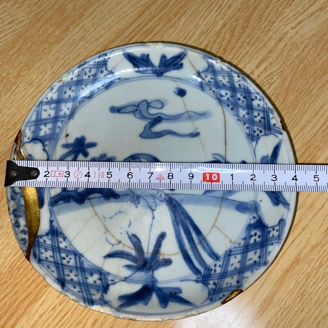 初期伊万里　染付芙蓉草鳥文皿　1620年頃