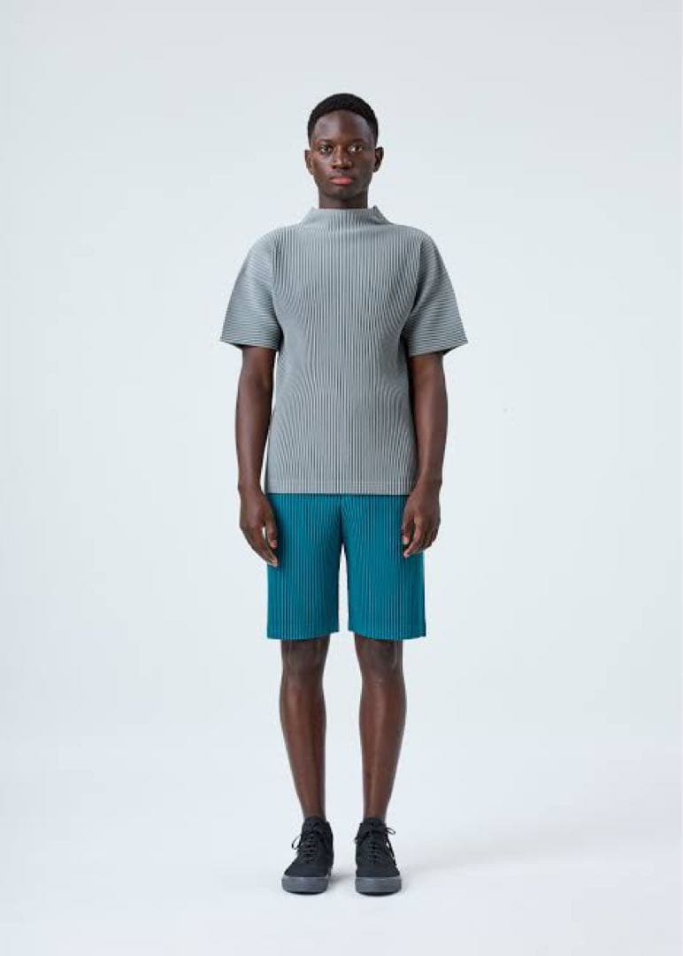 オムプリッセ モックネックTシャツ グレー