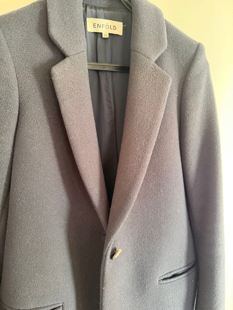 エンフォルド チェスターコート コクーン ロング ダークネイビー 36