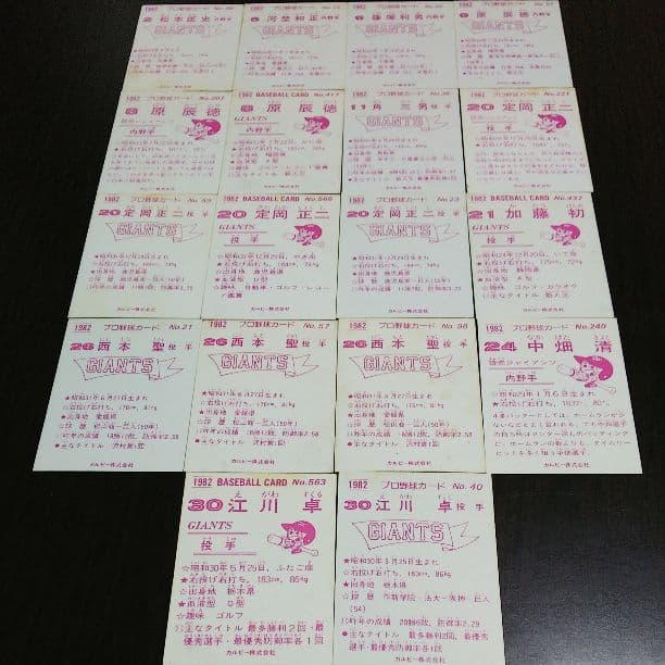カルビー 1982年巨人軍 プロ野球カード