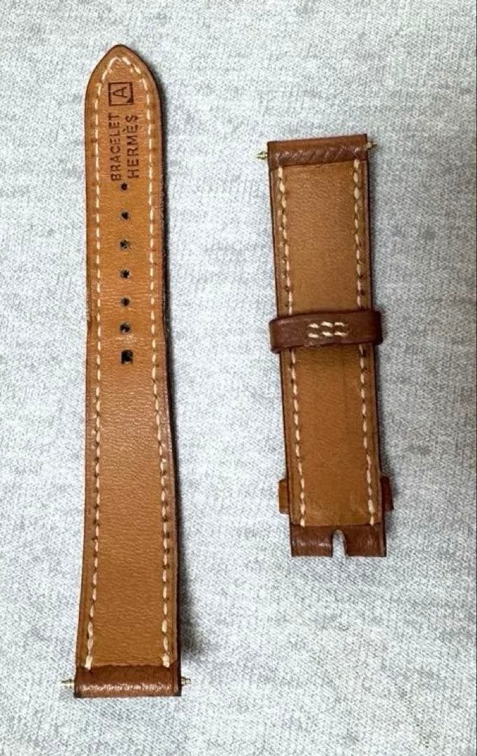 【HERMES 】エルメスHウォッチ換えベルト　レザーベルト ブラウン