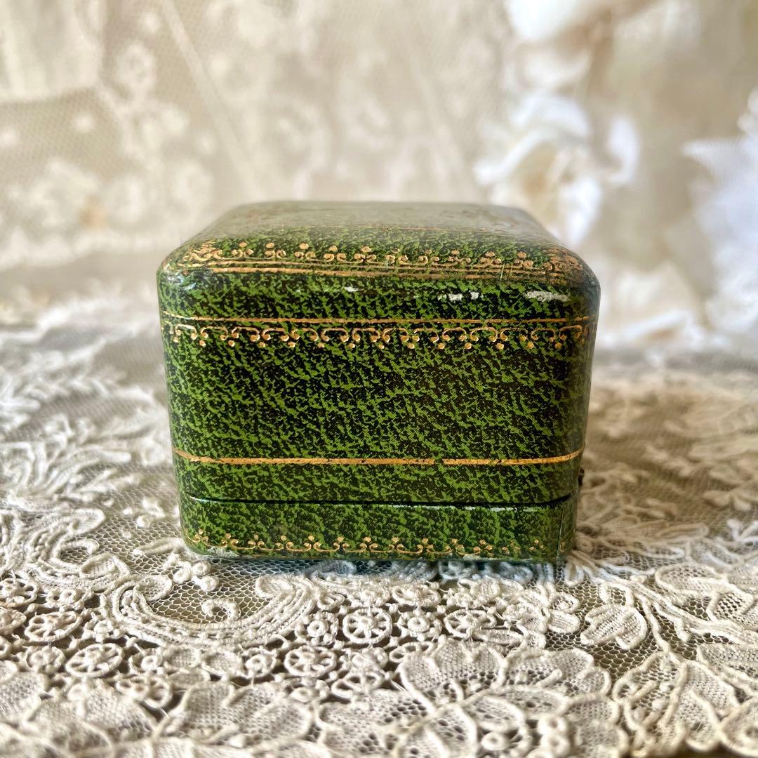 金彩入りジュエリーボックス　リングケース　グリーン緑　フランスアンティーク