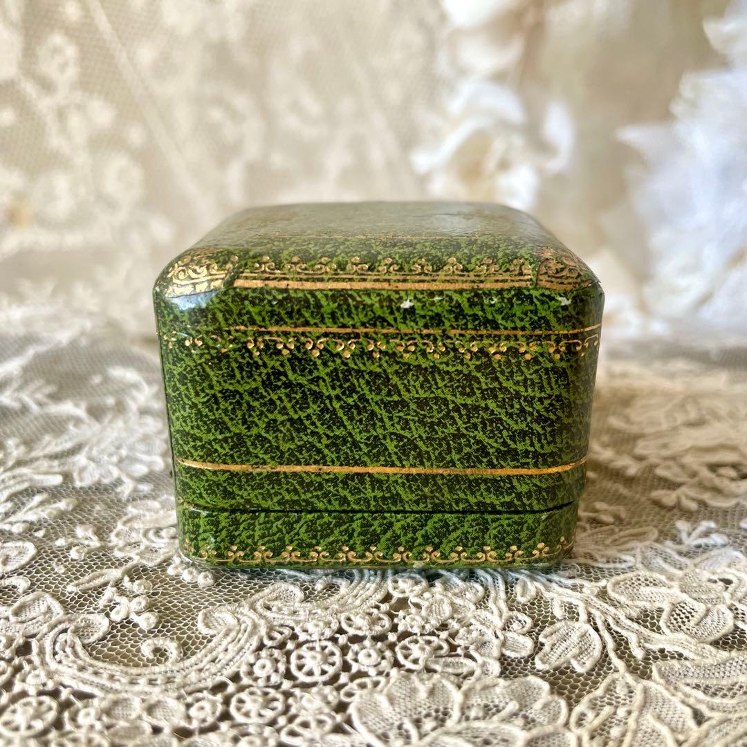 金彩入りジュエリーボックス　リングケース　グリーン緑　フランスアンティーク