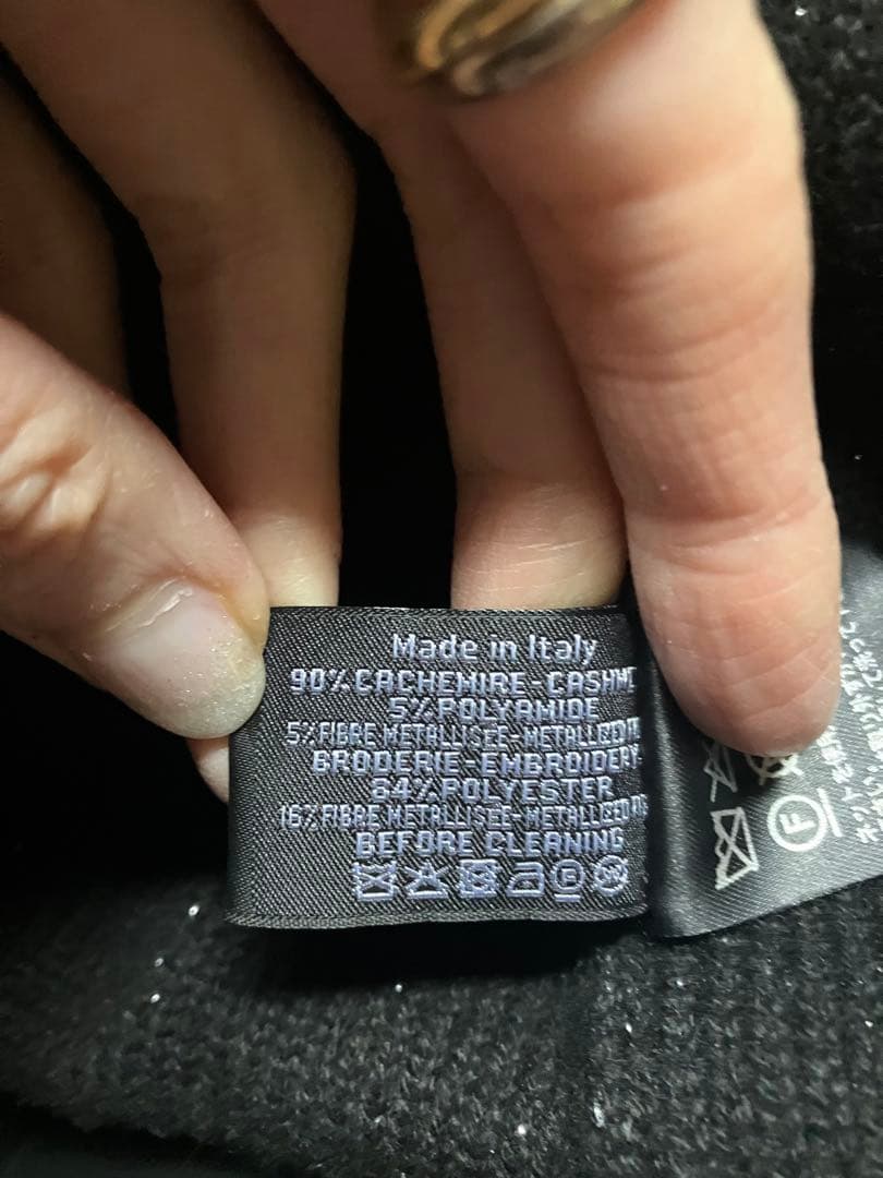 CHANEL 黒 ニット帽 刺繍ロゴ