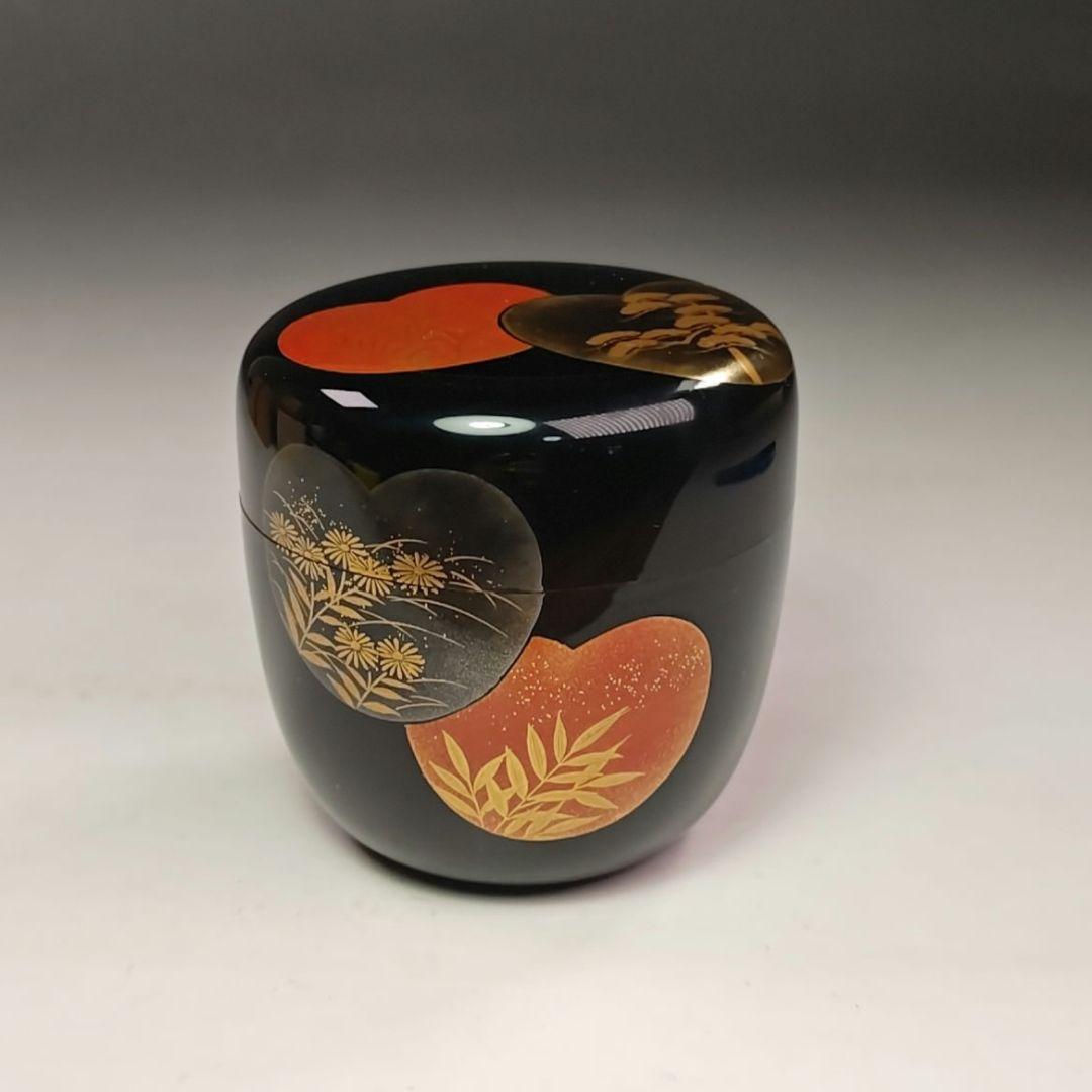 イ615 棗『中村宗伊作』『団扇蒔絵　大棗　共箱』漆塗　茶道具