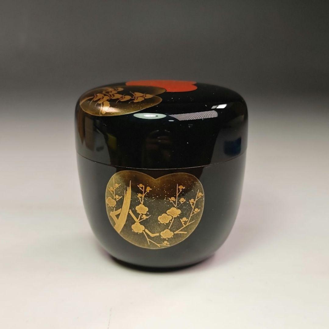 イ615 棗『中村宗伊作』『団扇蒔絵　大棗　共箱』漆塗　茶道具