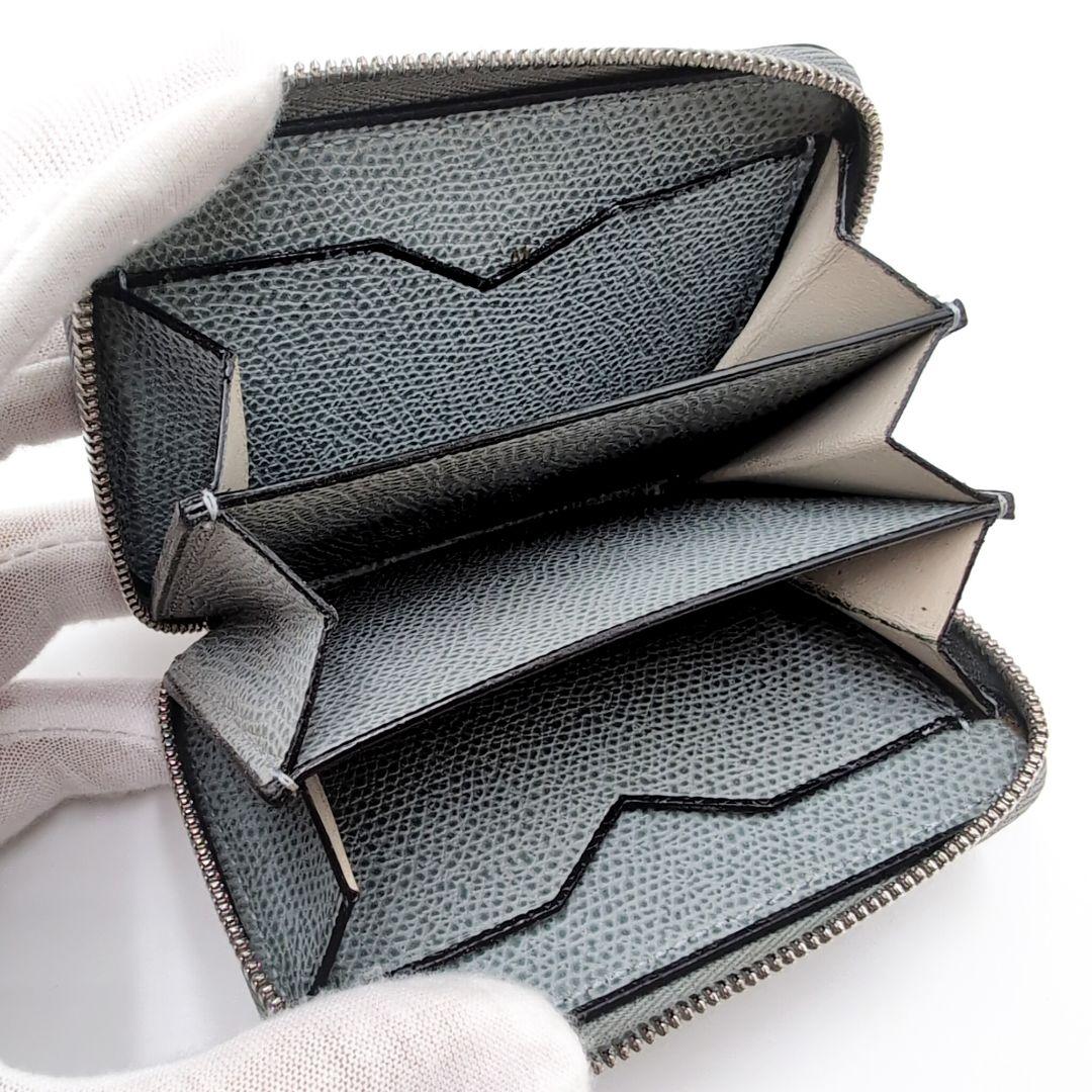 Valextra　カードケース　ジップウォレット　ミニ財布　グレー　本革
