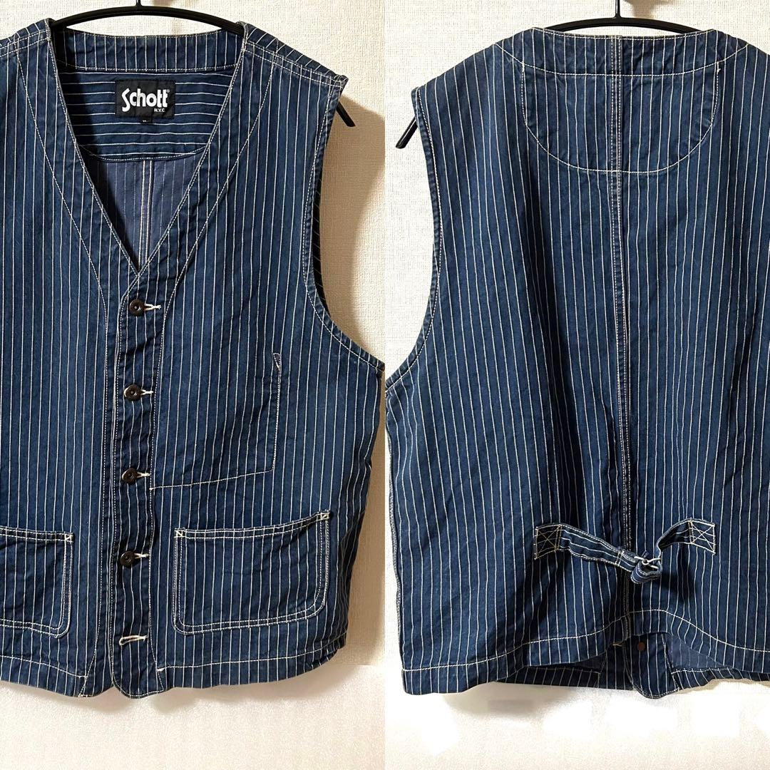 XLサイズ！schott(ショット)古着ウォバッシュワークベスト シンチバック