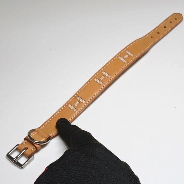 美品 エルメス 首輪 カラー 犬 レザー Hロゴ トワルアッシュ ペット S