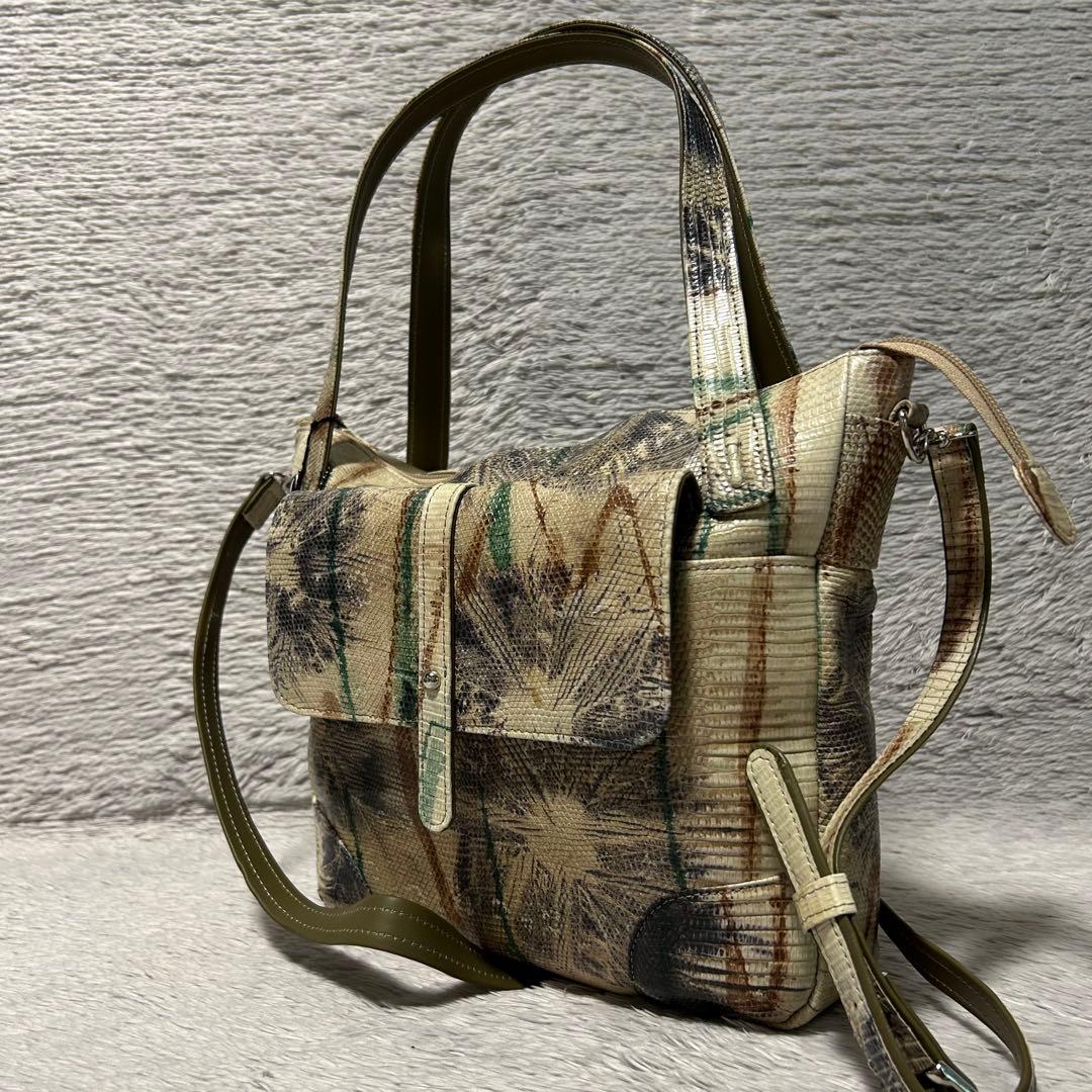 JRA認定 エキゾチックレザー リザード ショルダーバッグ　ハンドバッグ