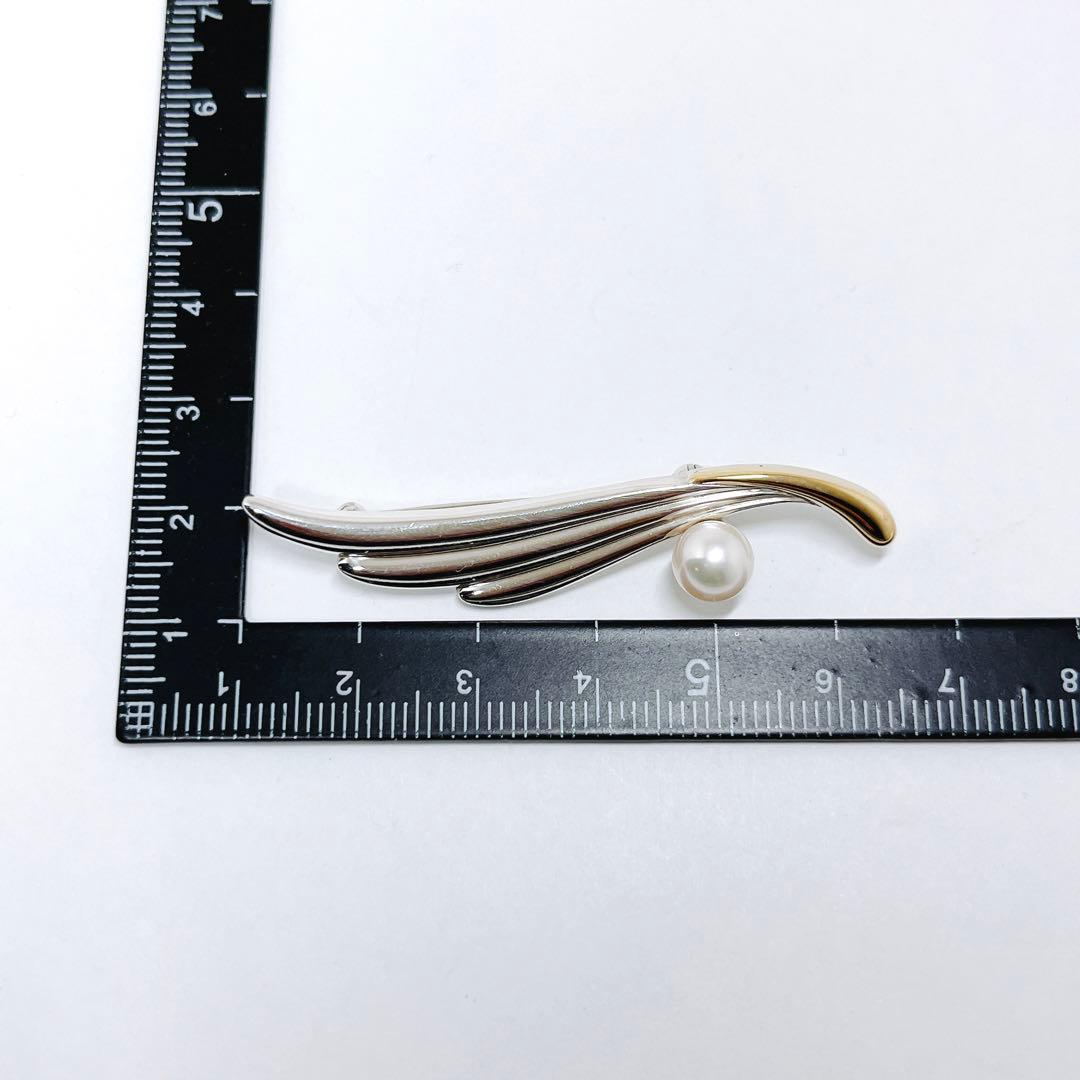 MIKIMOTO ミキモト パール　K18 /SV ウイング　羽　ブローチ