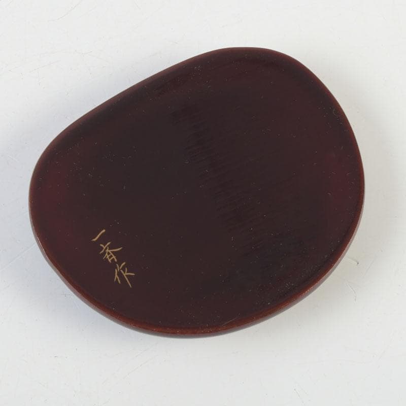 茶道具　輪島塗　茶平一斎作　鈴虫蒔絵　団扇形香合　共布共箱　V　9802