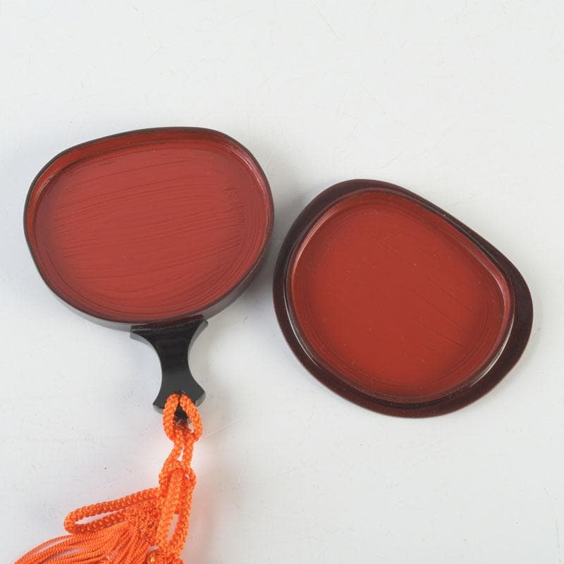 茶道具　輪島塗　茶平一斎作　鈴虫蒔絵　団扇形香合　共布共箱　V　9802