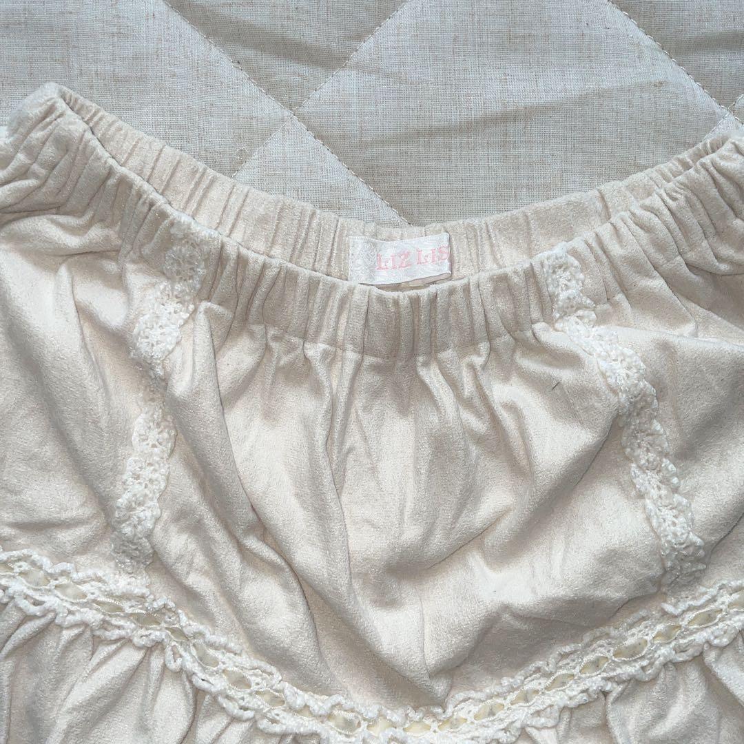 00s 希少 LIZLISA ホワイト起毛ハシゴレースフリルスカパン 姫カジ
