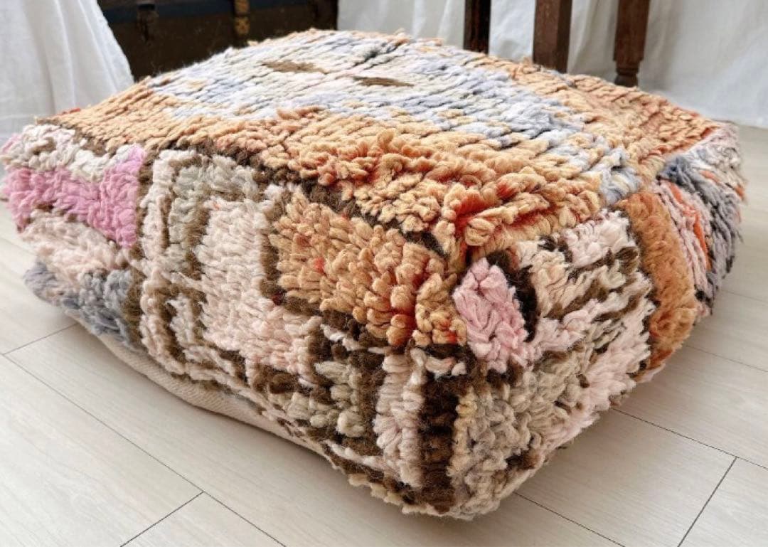 モロッコプフ　プフ　オットマン　クッションカバー　モロッコラグ　ビンテージ