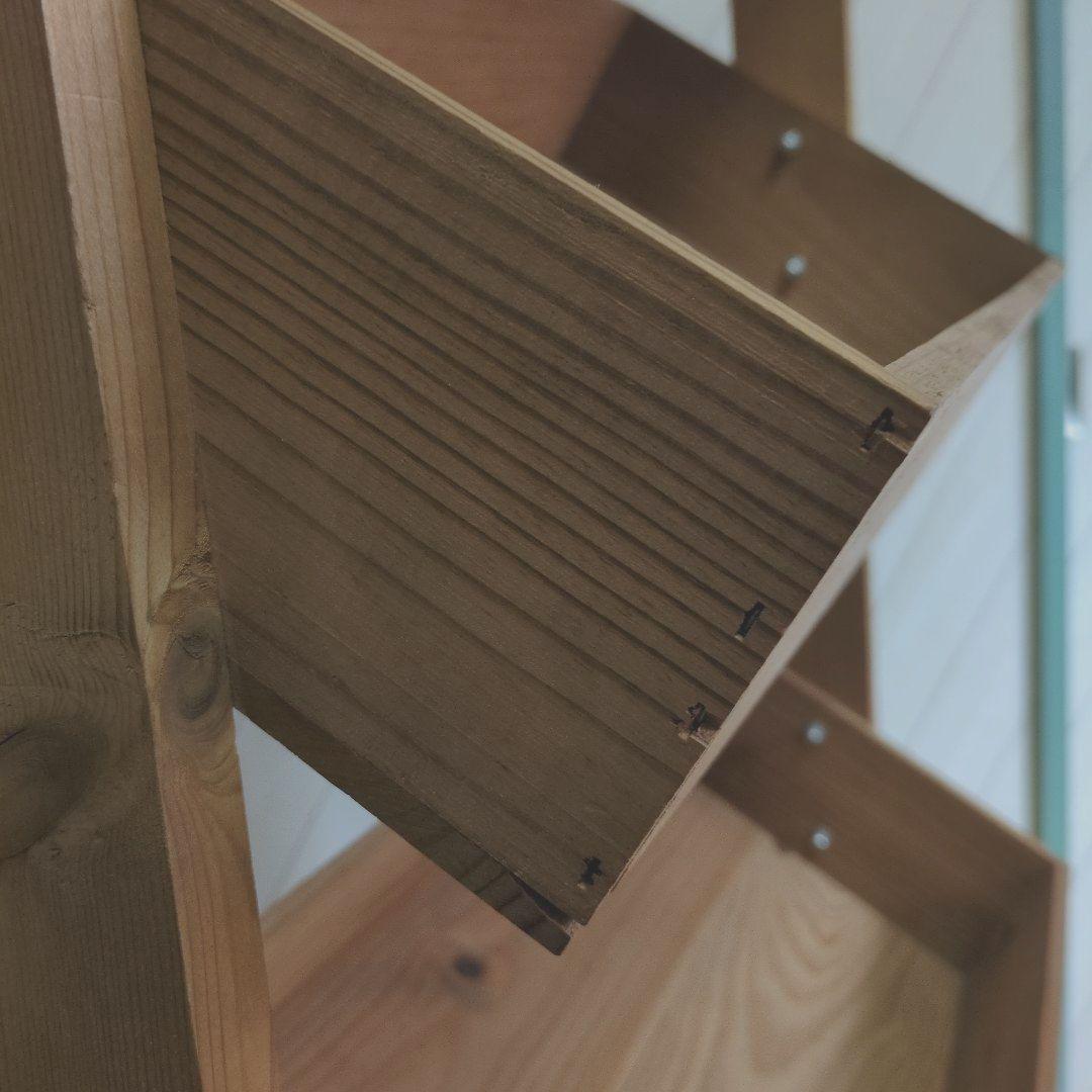 木製　陳列用傾斜ラック　4段　ワイン陳列棚　希少　店舗ディスプレイ　ワイン木箱