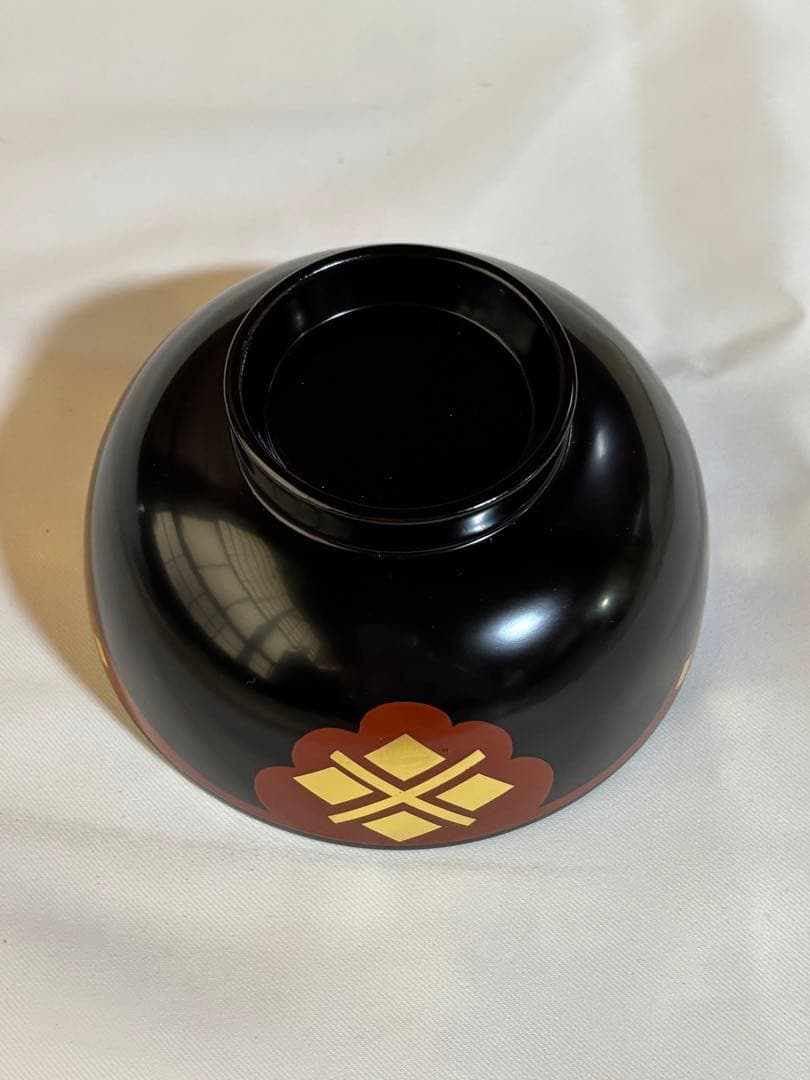 丸三漆器 秀衡塗5個セット 茶色と黒 金色模様