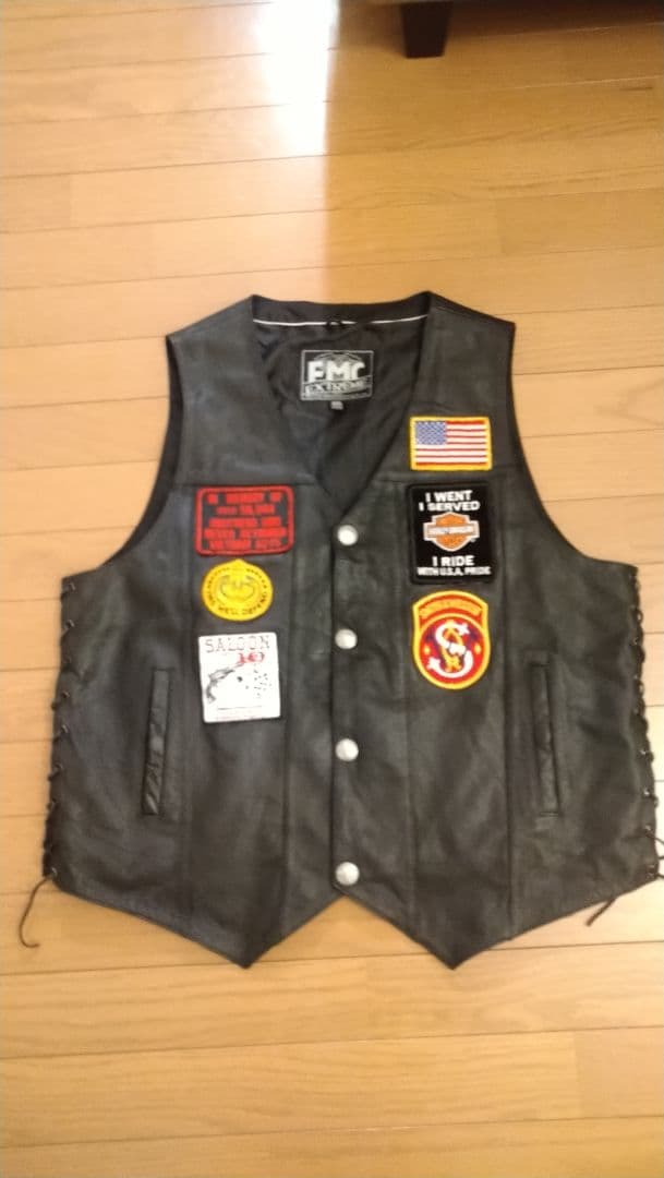激激レア！　ハーレーダビッドソン　オールドワッペン　レザーベスト　XXL