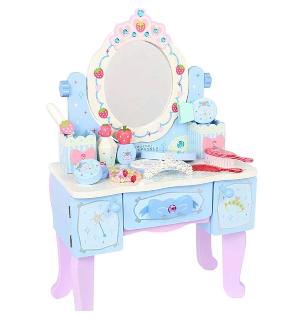 木製ドレッサー ストロベリー柄　マザーガーデン　野いちごドレッサー　化粧