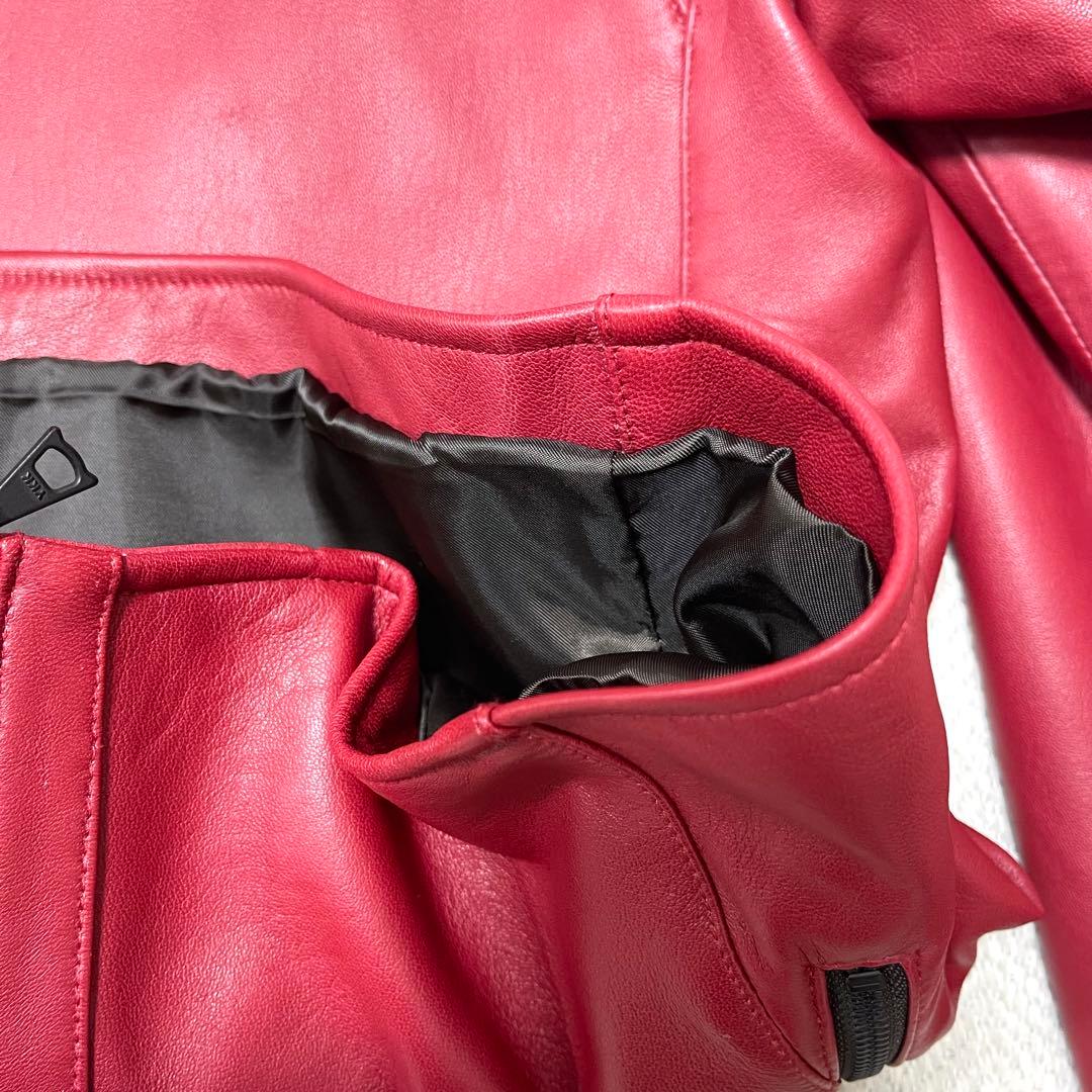 極美品 メンズメルローズ 本革 レザージャケット シングルライダース レッド 赤