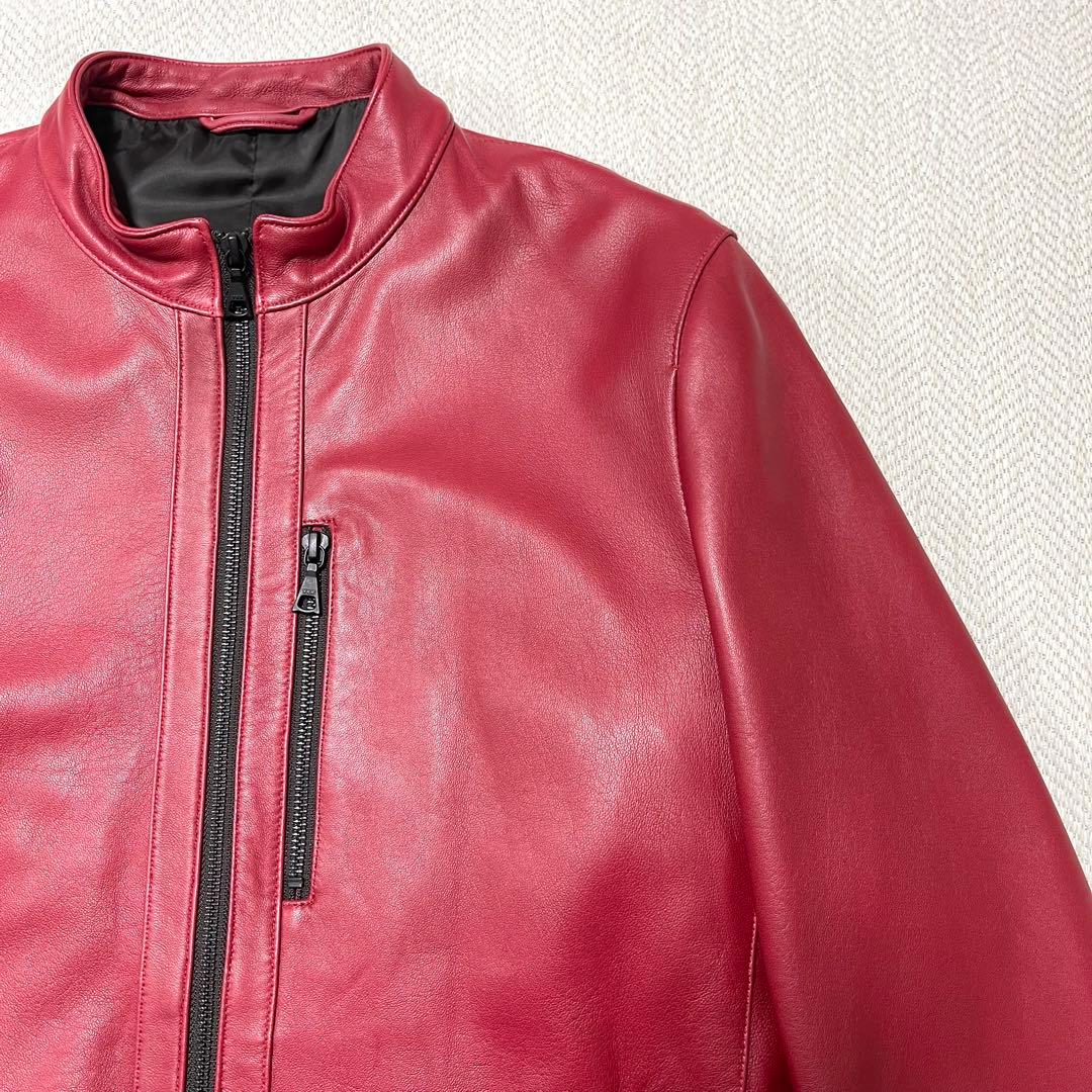 極美品 メンズメルローズ 本革 レザージャケット シングルライダース レッド 赤
