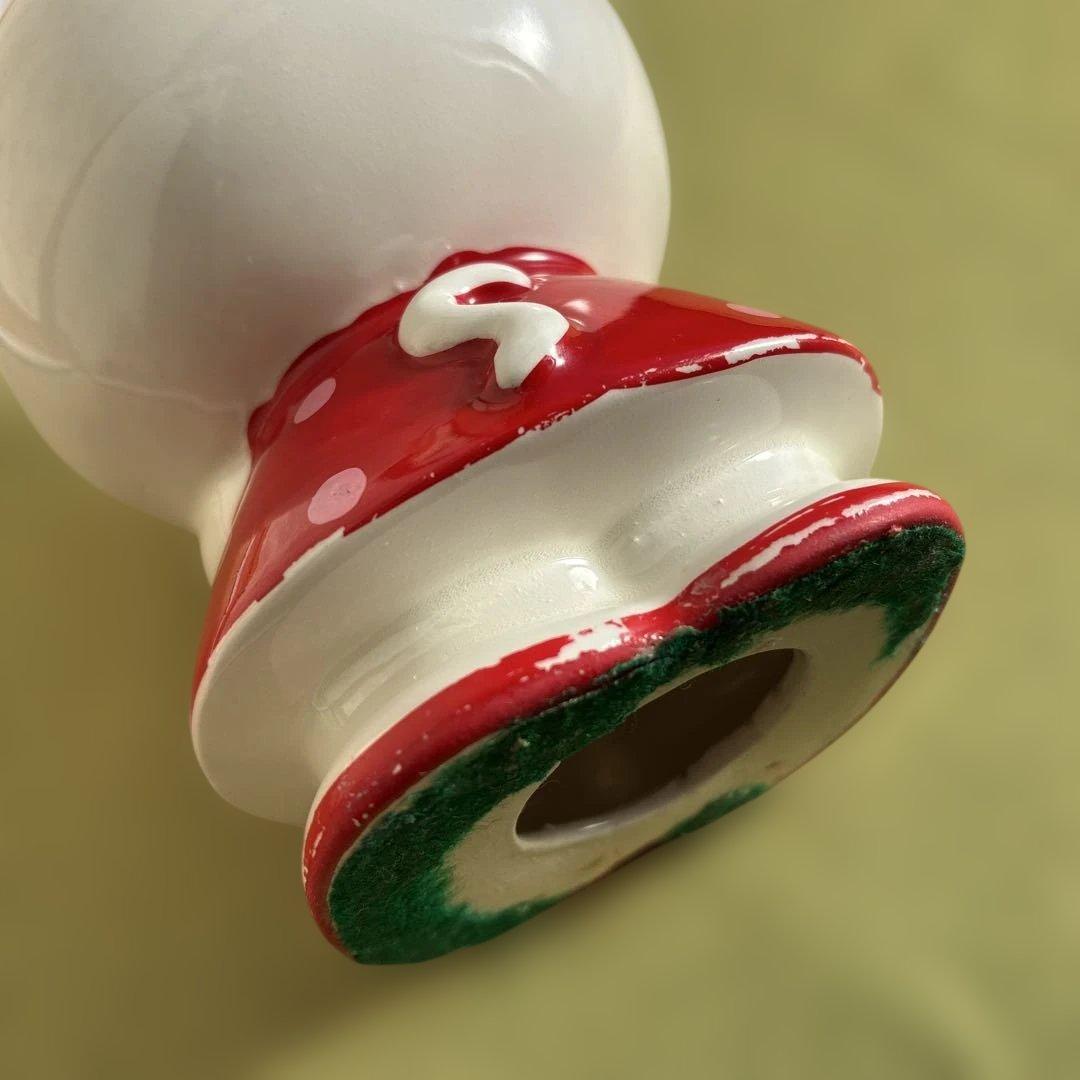 内藤ルネ　ネコの貯金箱　陶器製 赤い水玉