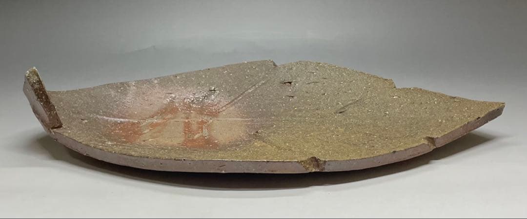 金重愫　備前葉皿　二人　円山窯　共箱　栞　X380