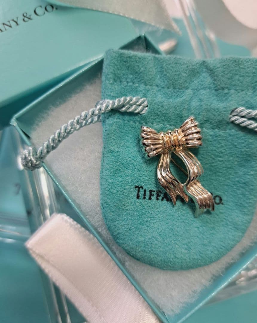 ティファニー リボン starring 14k コンビ ヴィンテージ ブローチ
