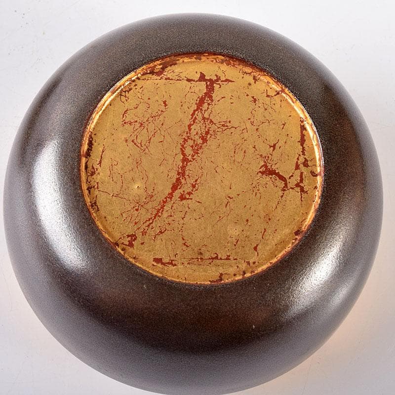 茶道具　漆塗　銀溜銀いぶし内金箔　棗　在銘　共箱　V　7353