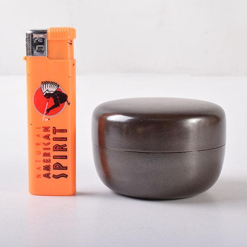 茶道具　漆塗　銀溜銀いぶし内金箔　棗　在銘　共箱　V　7353