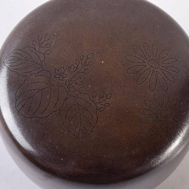 茶道具　漆塗　銀溜銀いぶし内金箔　棗　在銘　共箱　V　7353