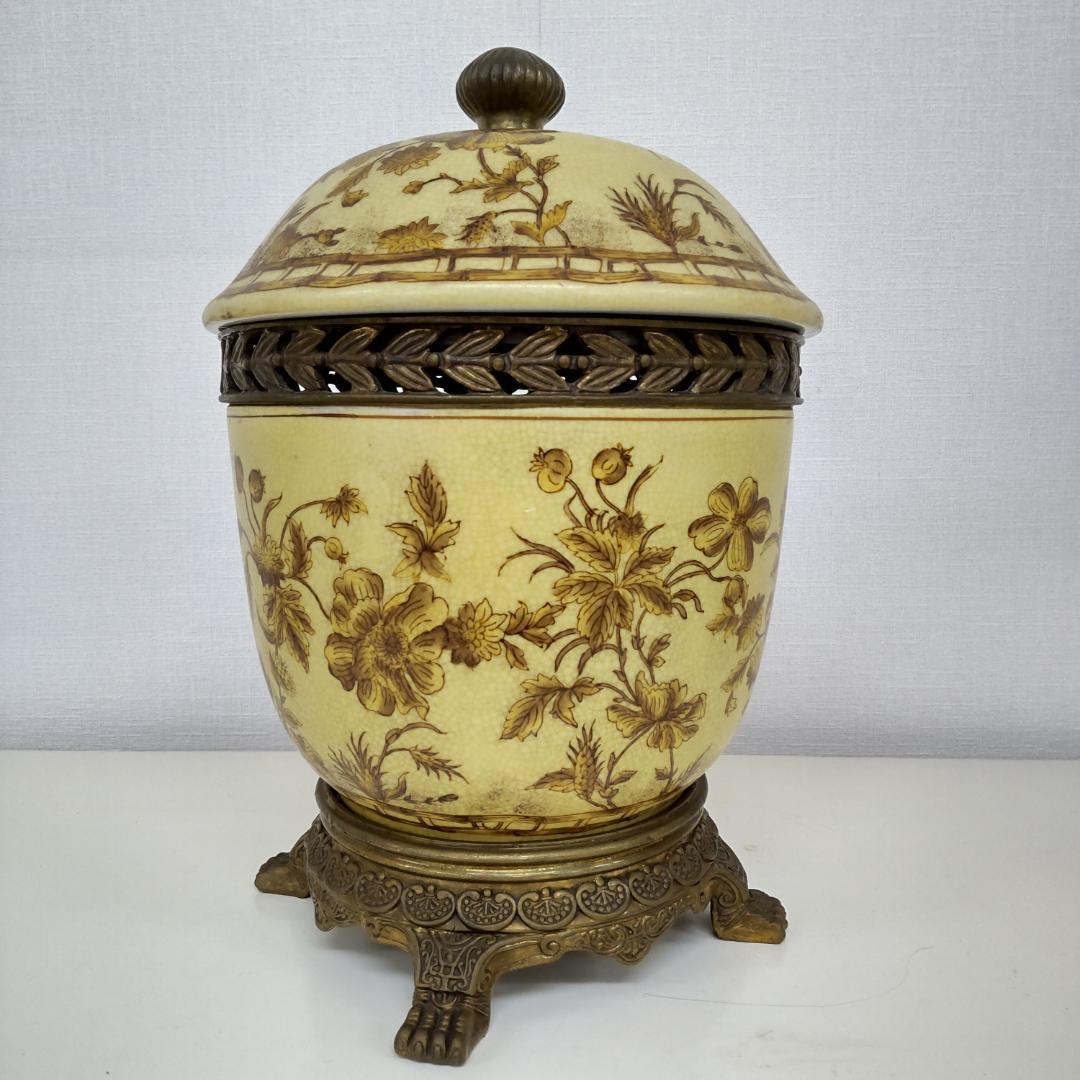 飾り壷　中国古玩　釉裏紅　インテリア　骨董風